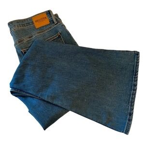 Hollister High Rise Flare Jeans Ripped‎ Knee Distressed Denim
